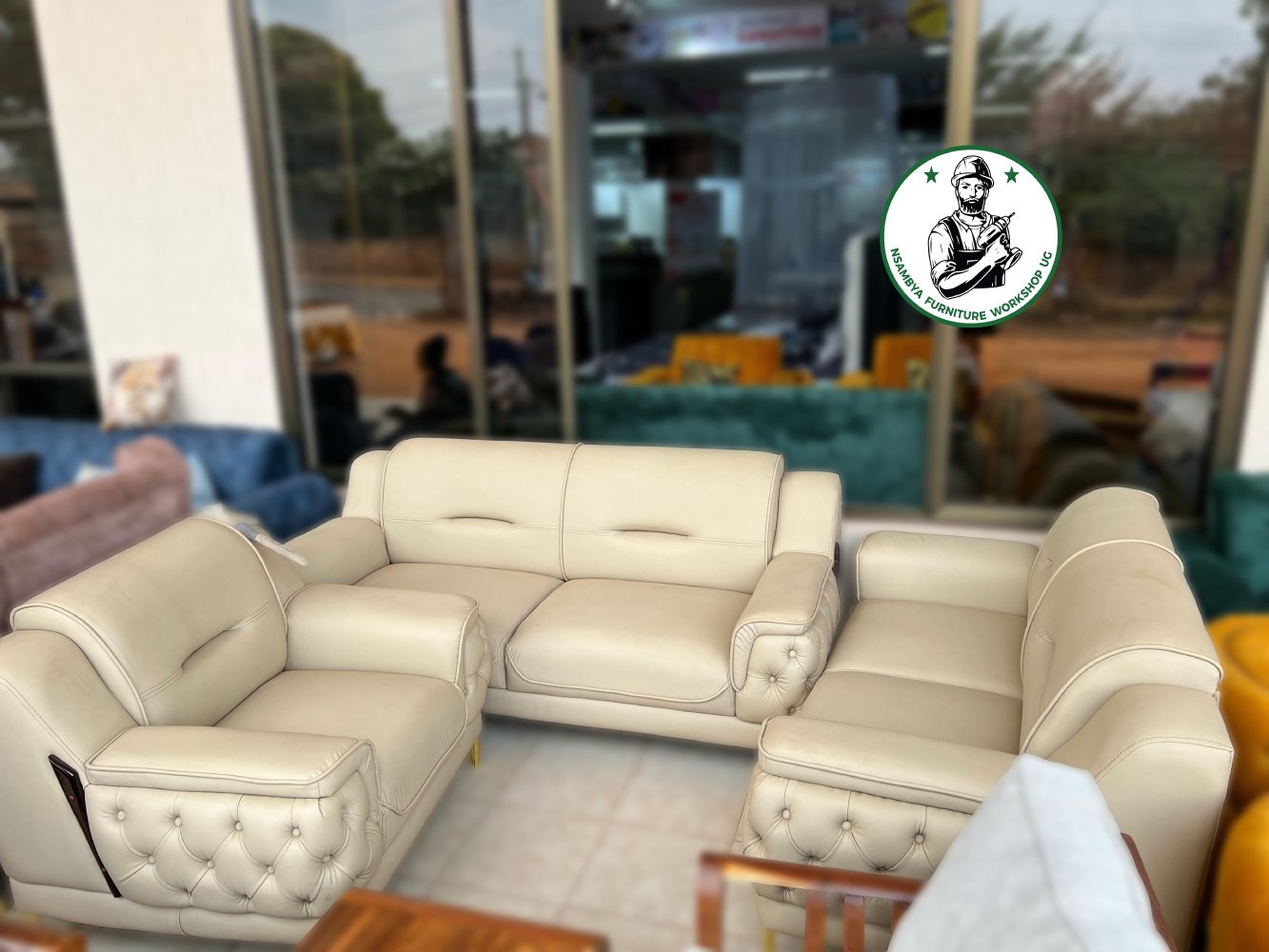 Leather SofaSet Cream