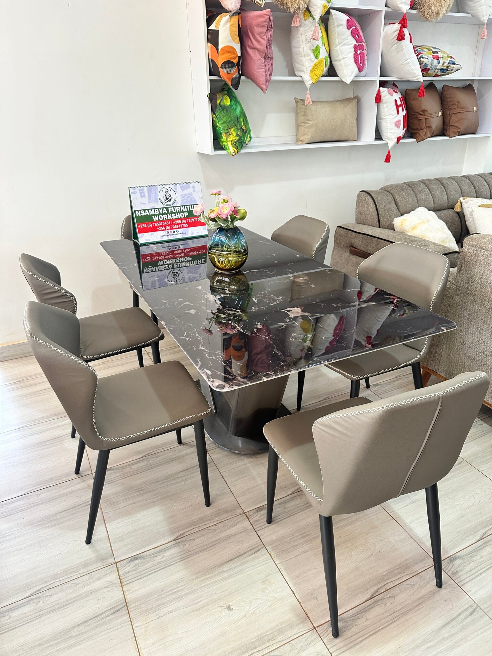 Povison Marble 6-Seater Dining Set