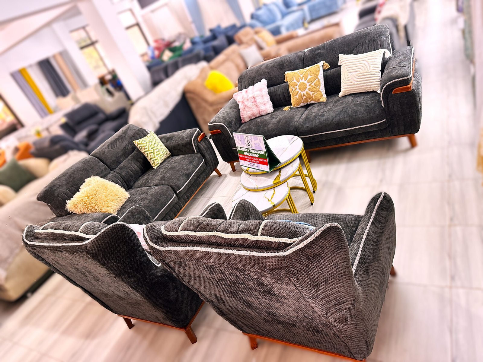 Charcoal Chic 7-Seater Sofa Set