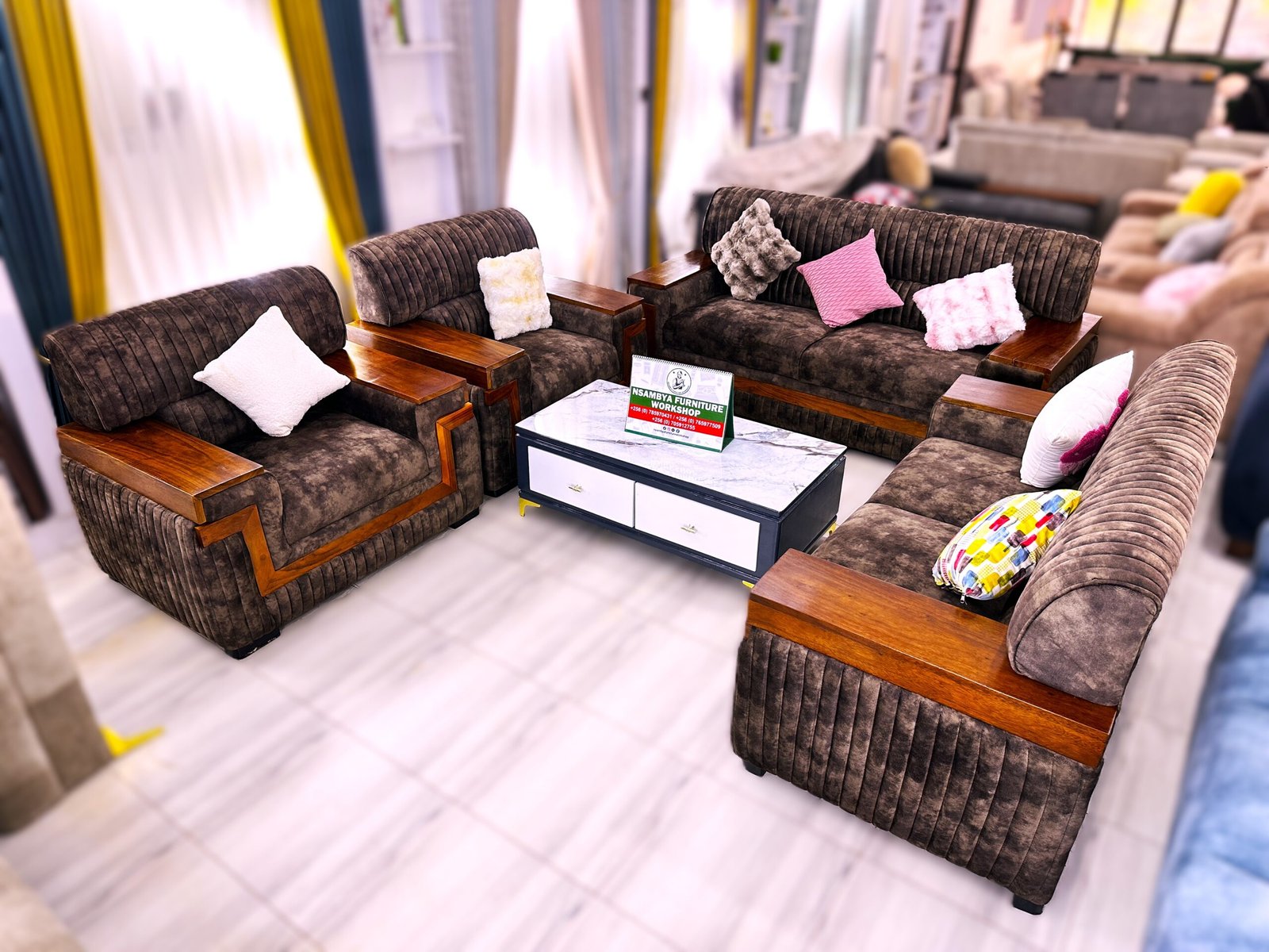 Chester Wood 7-Seater Sofa Set