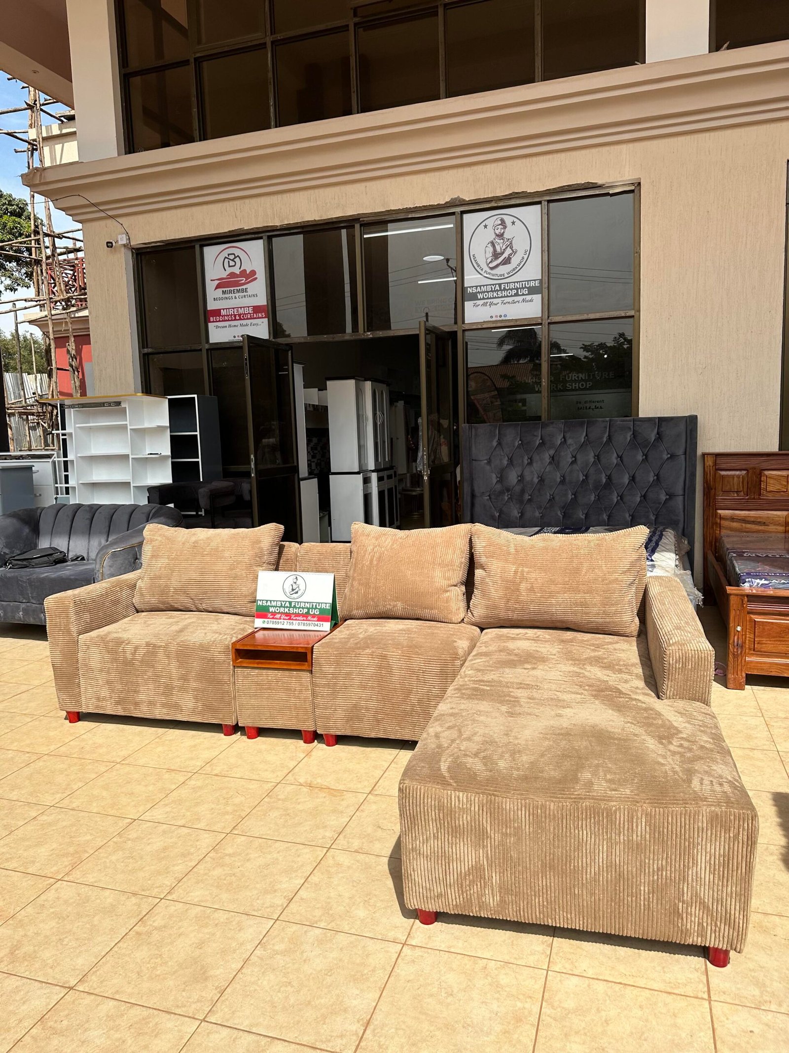 Lshape SofaBed Brown