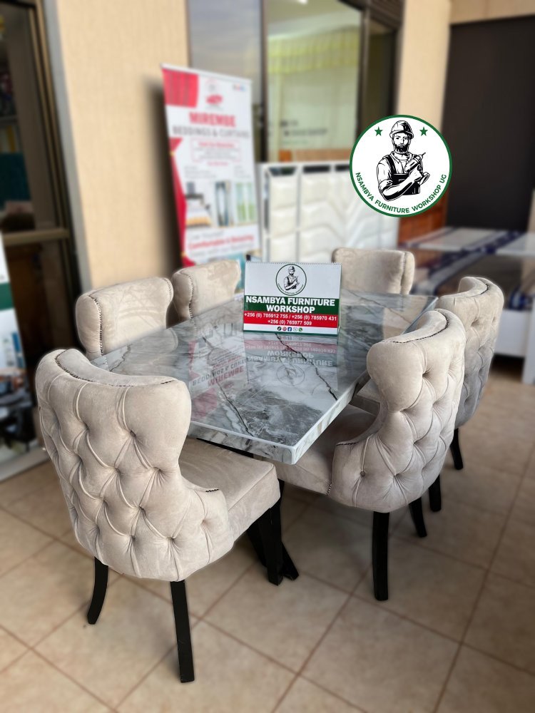 6 Seater Marble Top Dinning Table