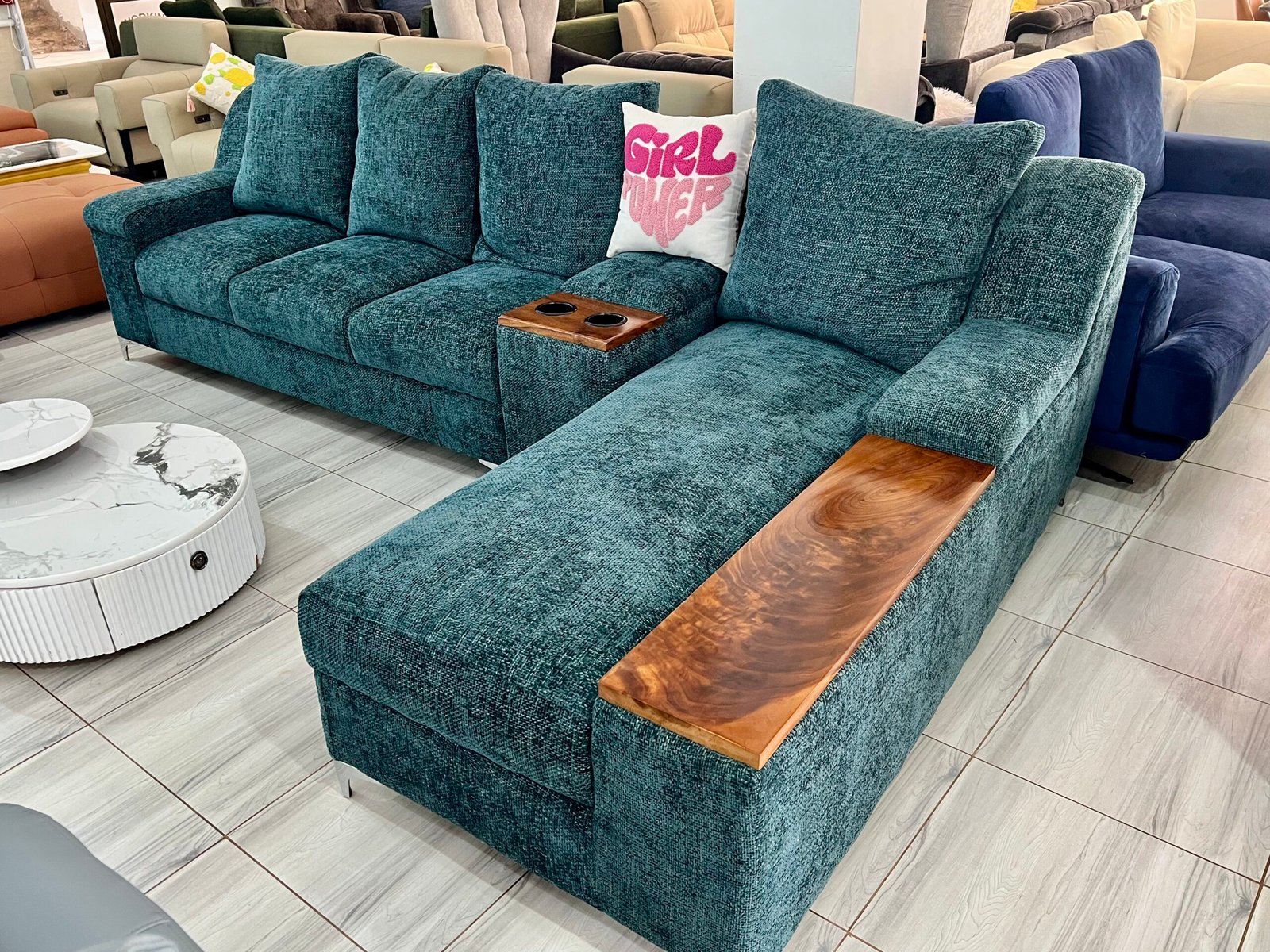 Teal Chaise Sectional Sofa